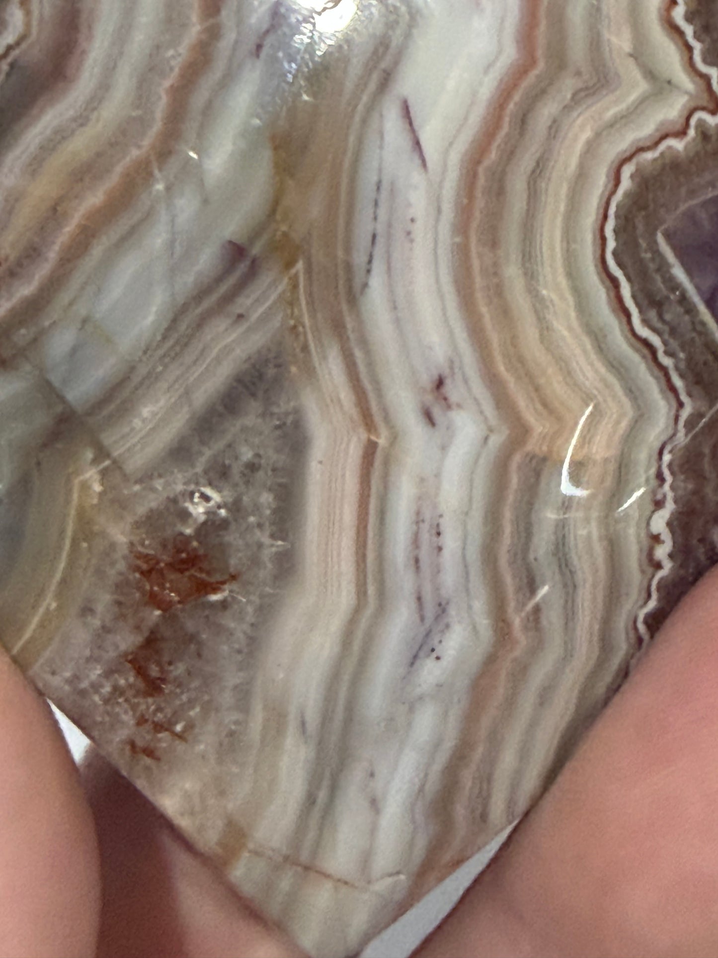 Amethyst & Banded Agate Heart with Acrylic Stand F