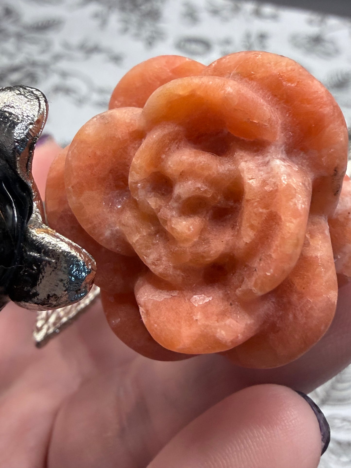 Sodalite & Orange Aventurine Crystal Double Rose Stem (20cm)