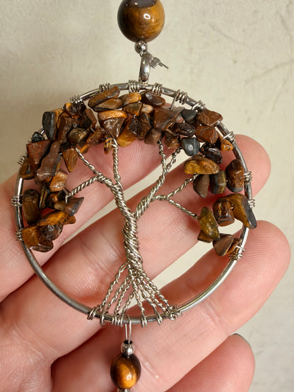 Tiger’s Eye Tree of Life & Feather Wall Hanging – 30cm