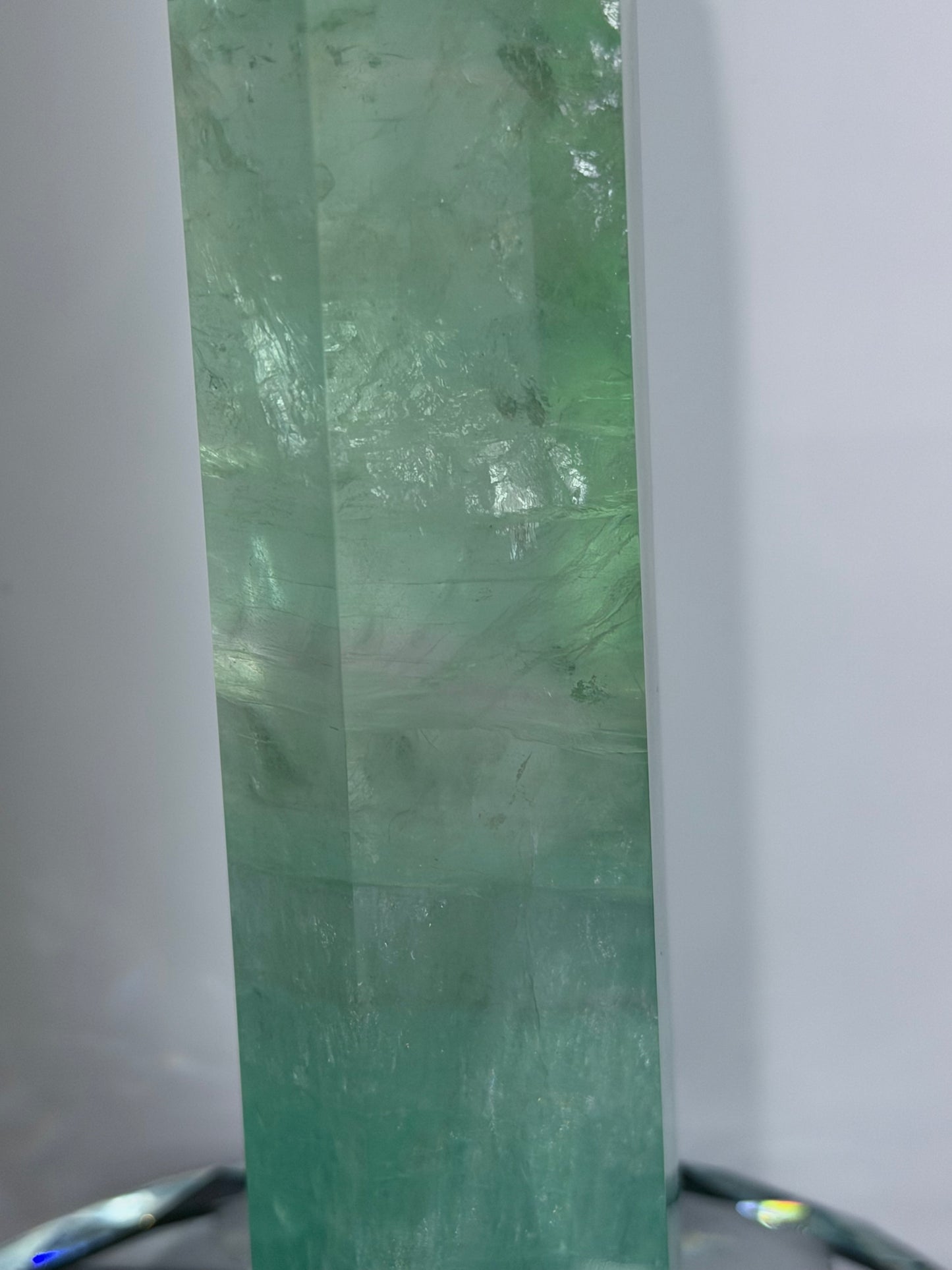 Watermelon Fluorite Tower with Light Base – 18cm | 485g