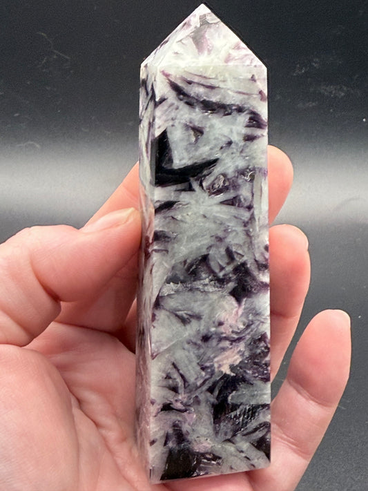 Aquamarine with Lepidolite and Mica Tower RARE