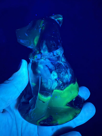 Volcano Agate Dog with Hat | UV Reactive