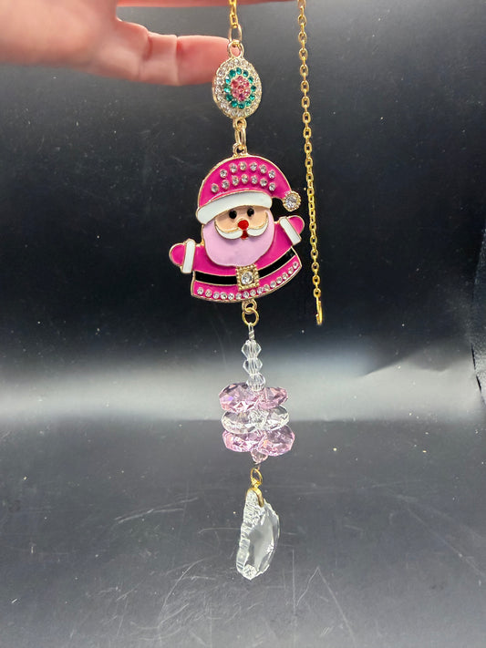 Pink Santa Suncatcher – Crystal Window Hanging