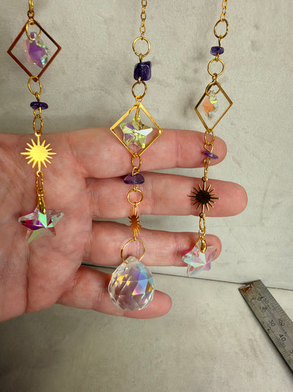 Amethyst Moon & Rainbow Stars Suncatcher – 35 × 10cm