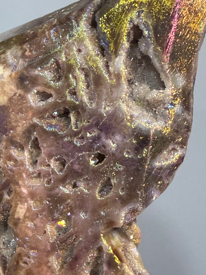 🌈 Aura Sphalerite Druzy Butterfly Carving E