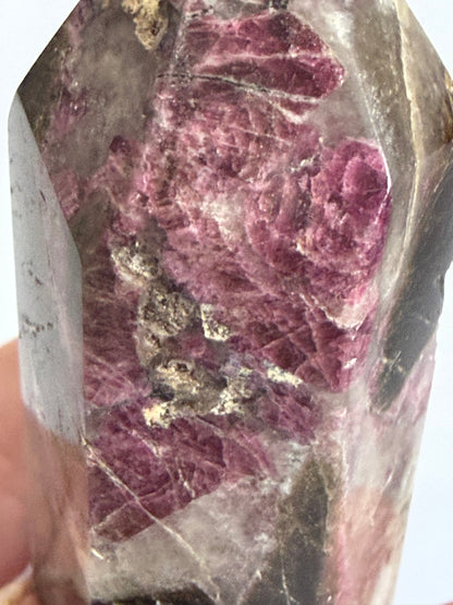Pink Tourmaline in Quartz Crystal Tower – 9.2cm | 155g D