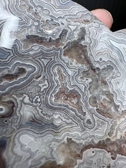 Big Mexican Crazy Lace Agate Heart on Stand