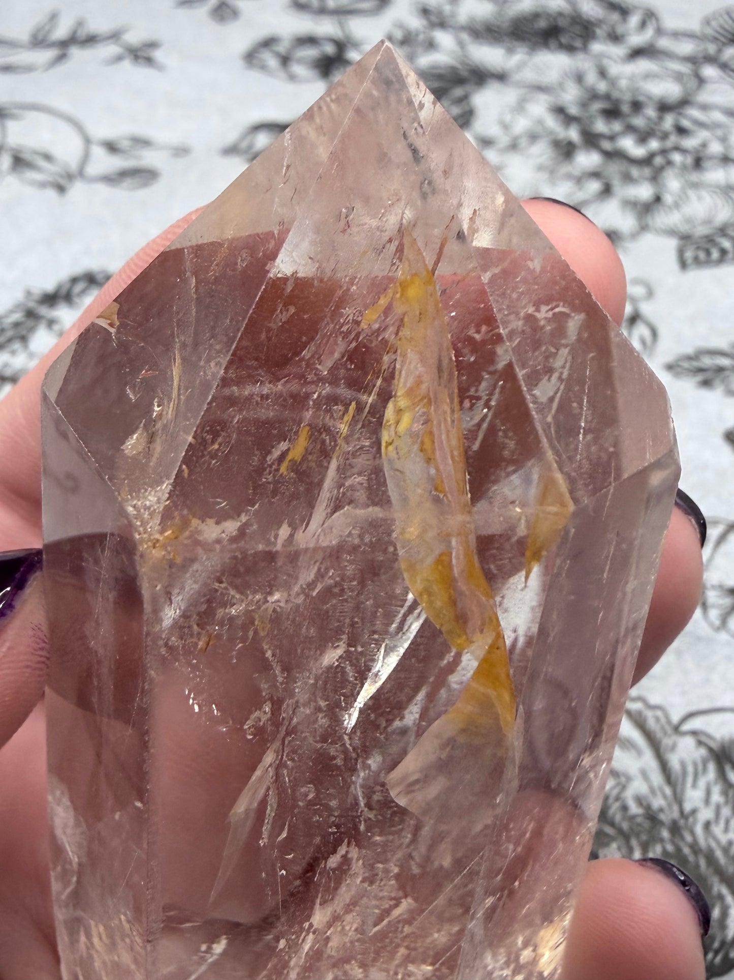 Clear Quartz Double Terminated Point with Golden Healer Inclusion (190g)