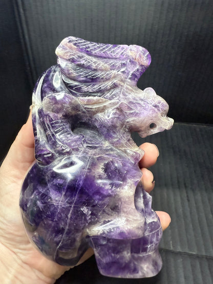 Amethyst Skull with Dragon