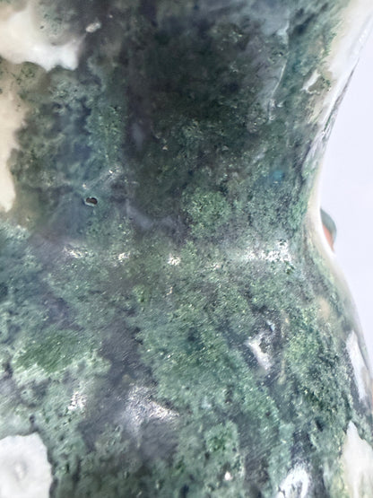 Moss Agate Goddess Statement Torso Carving – 544g - 12.5cm