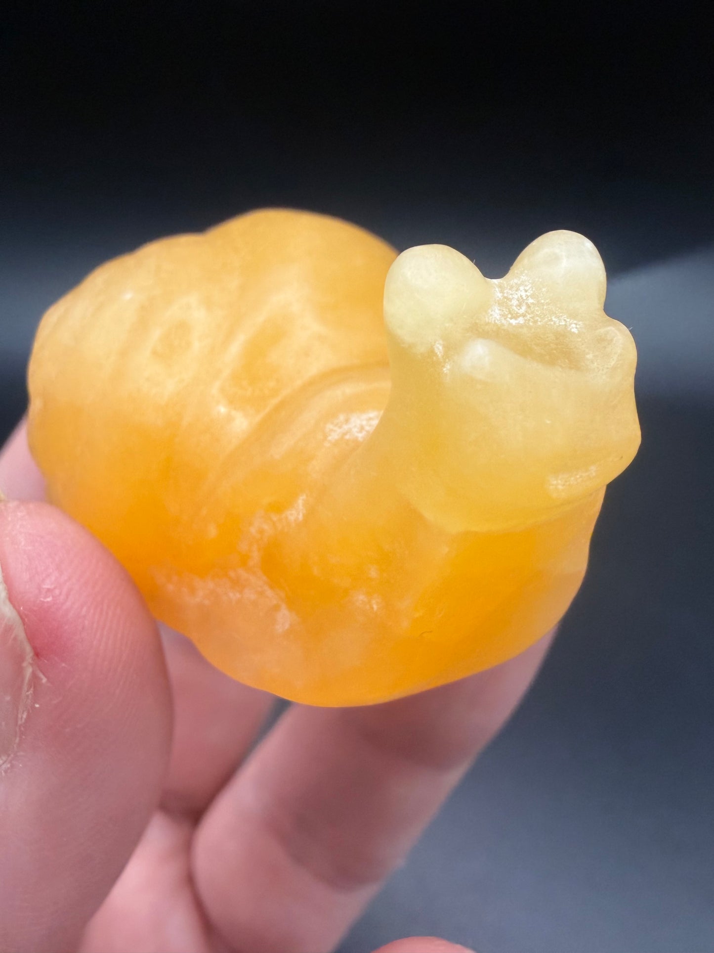 Orange Calcite Snail Carving – 5cm