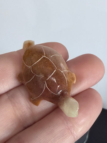 Brown Banded Calcite Turtle Family Carving – Set of 6