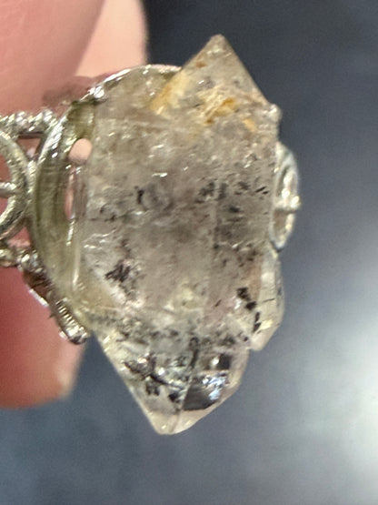 Natural Herkimer Diamond Quartz Ring | Double-Terminated Crystal