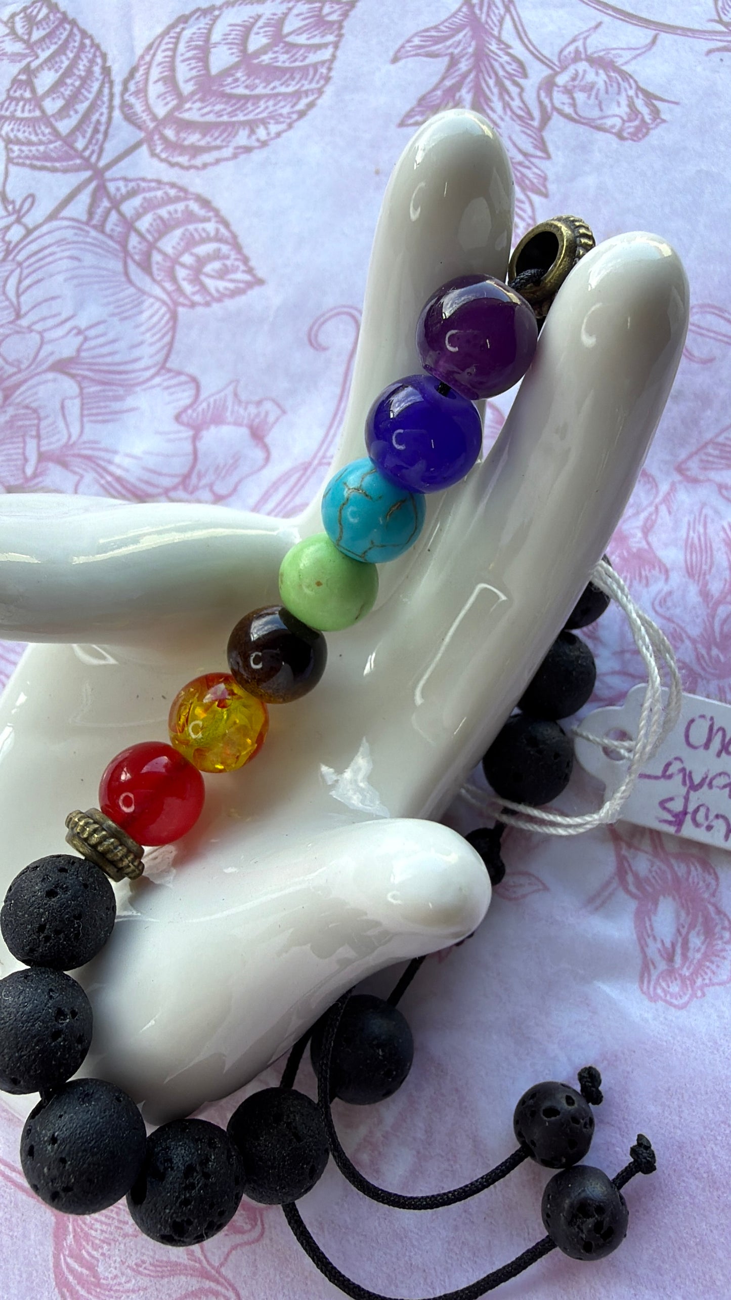 Adjustable 7 Chakra Lava Stone Bracelet