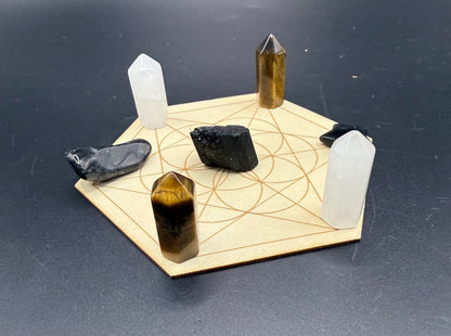 Protection Crystal Grid Set – Hexagon Board