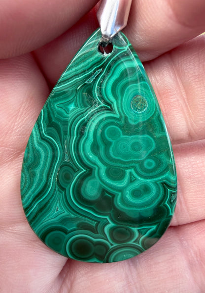 Malachite with Chrysocolla Teardrop Pendant Necklace