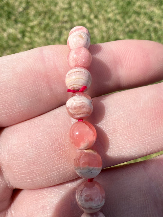 High Quality Rhodochrosite Bracelet – 7mm - Crystal wonderland By Lisa