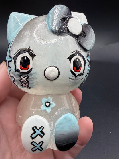 Hello Kitty Inspired Hand-Painted Selenite Figurine – Large