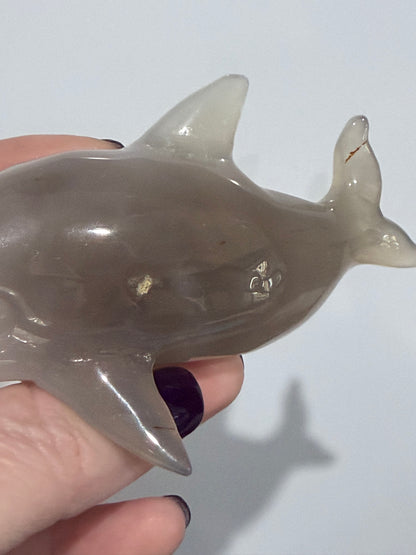 Agate Dolphin with Natural Druzy