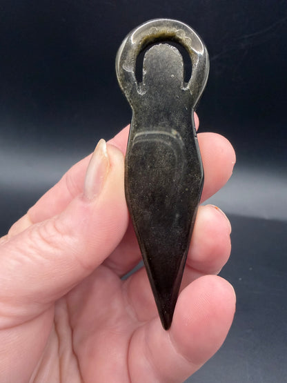 Golden Sheen Obsidian Goddess Carving