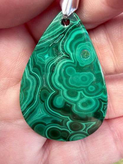 Malachite with Chrysocolla Teardrop Pendant Necklace