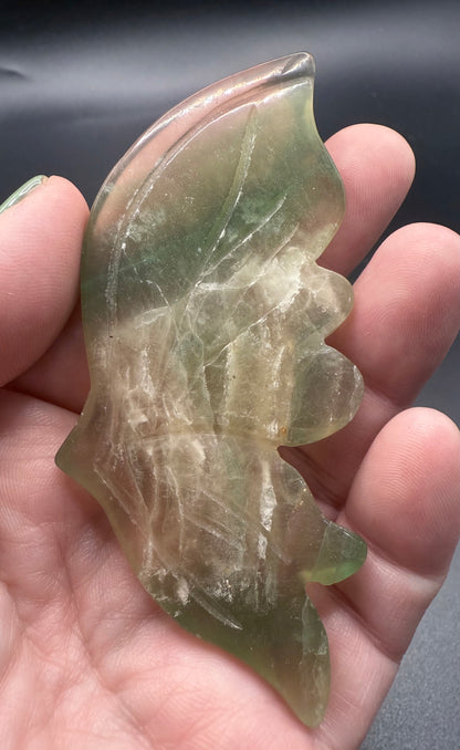 Green & Honey Fluorite Butterfly with Stand