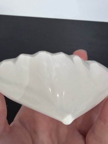 Selenite Etched Heart-Shaped with Stand - 10cm