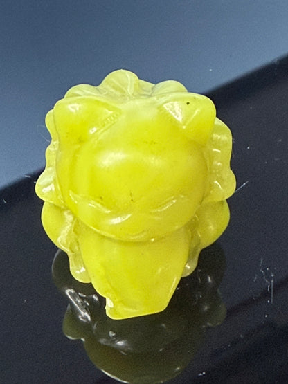 Lime Green Jade 9 Tail Fox Carving