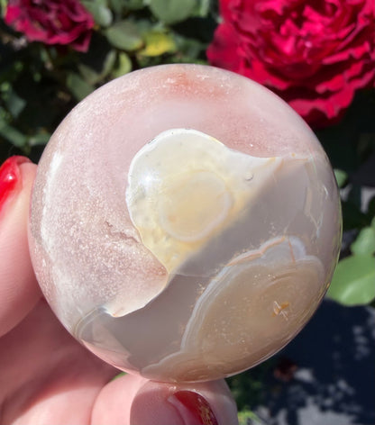 Flower Agate Sphere with Druzy Pocket – 5 cm | 161 g