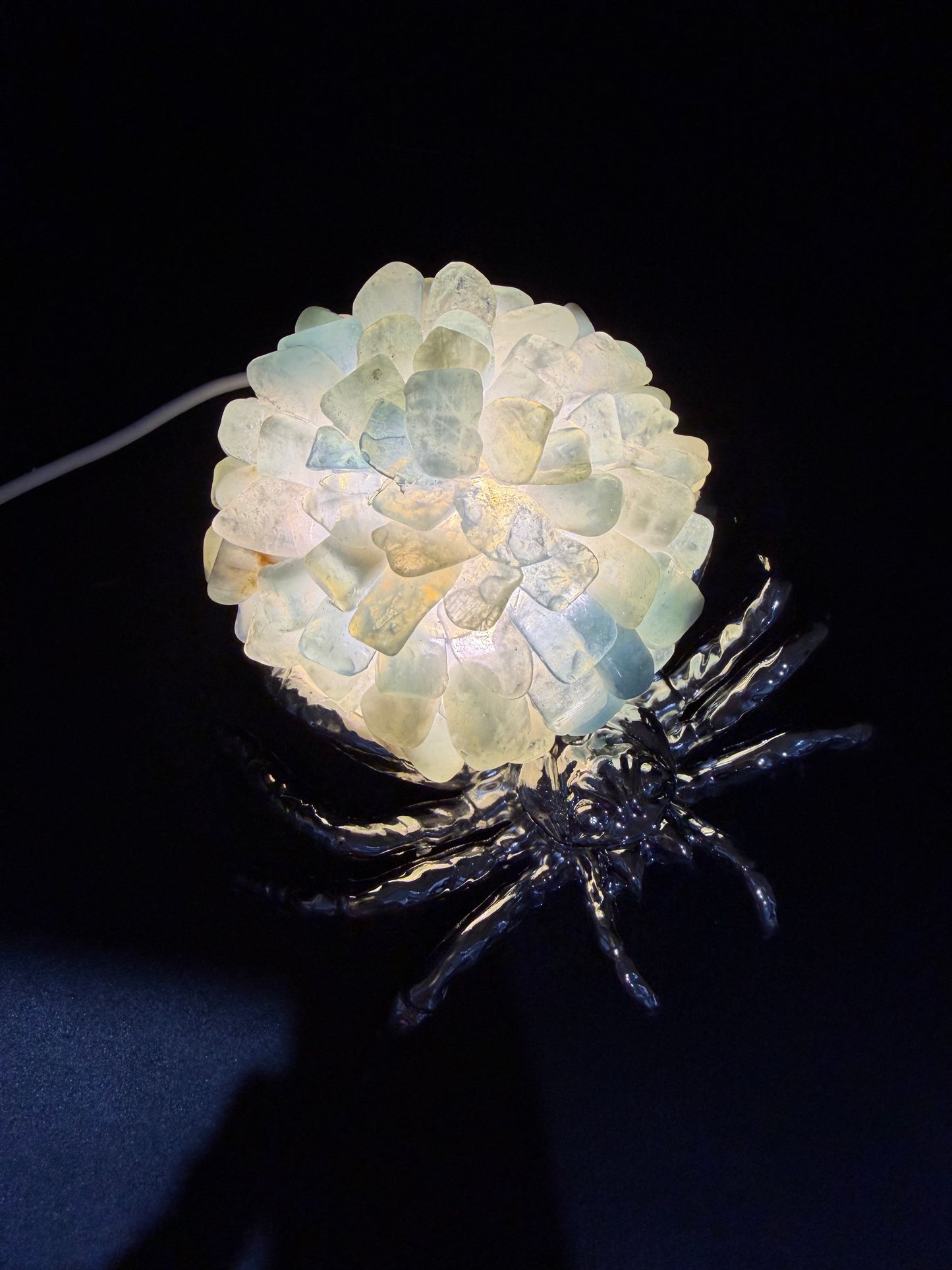 Aquamarine Crystal Spider Lamp
