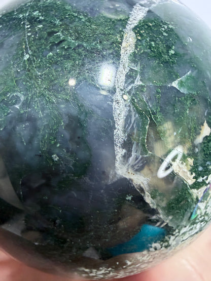 Moss Agate Sphere – 500g | 7.1cm
