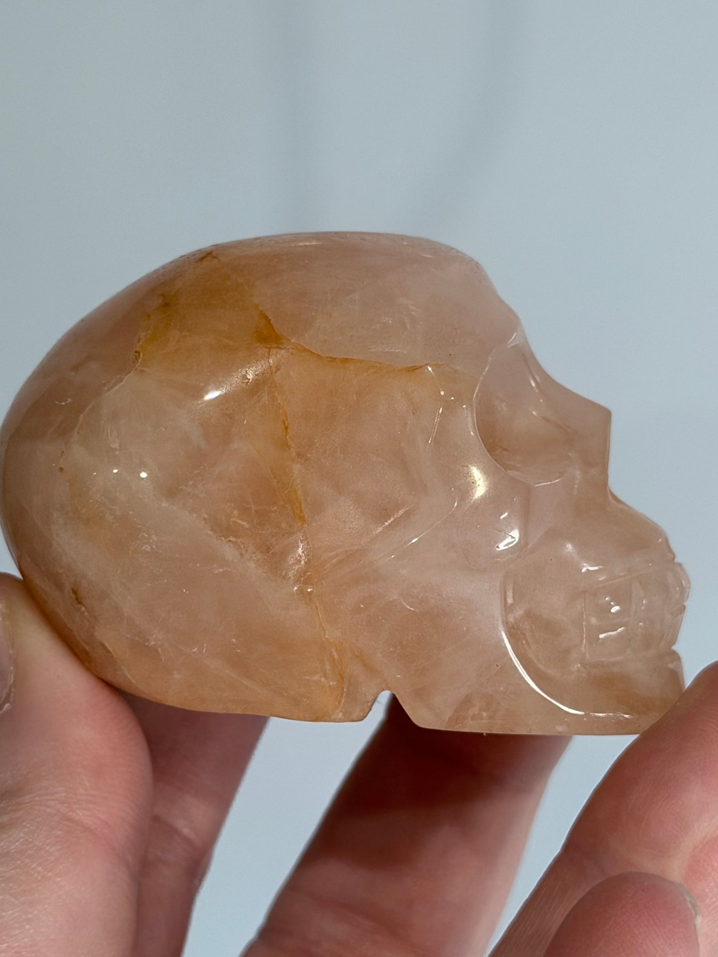 Fire Quartz (Hematoid Quartz) Crystal Skull – Peach Tones | 6cm