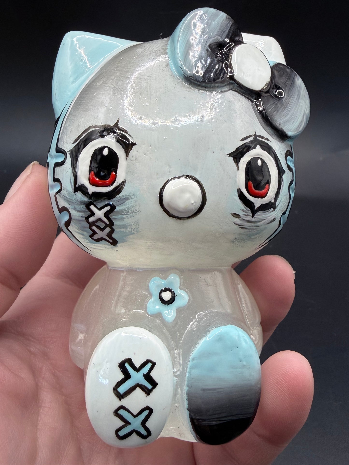 Hello Kitty Inspired Hand-Painted Selenite Figurine – Large