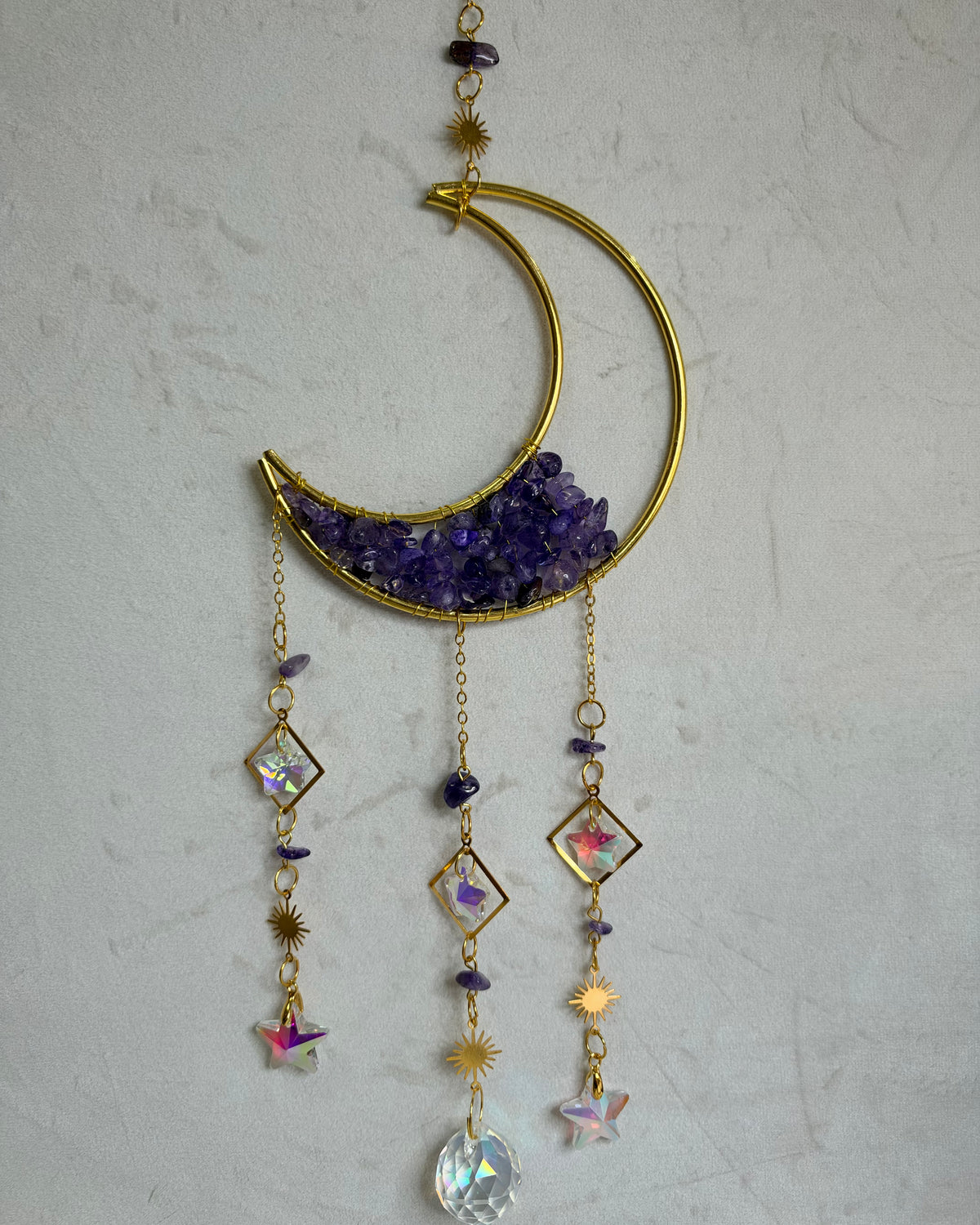 Amethyst Moon & Rainbow Stars Suncatcher – 35 × 10cm