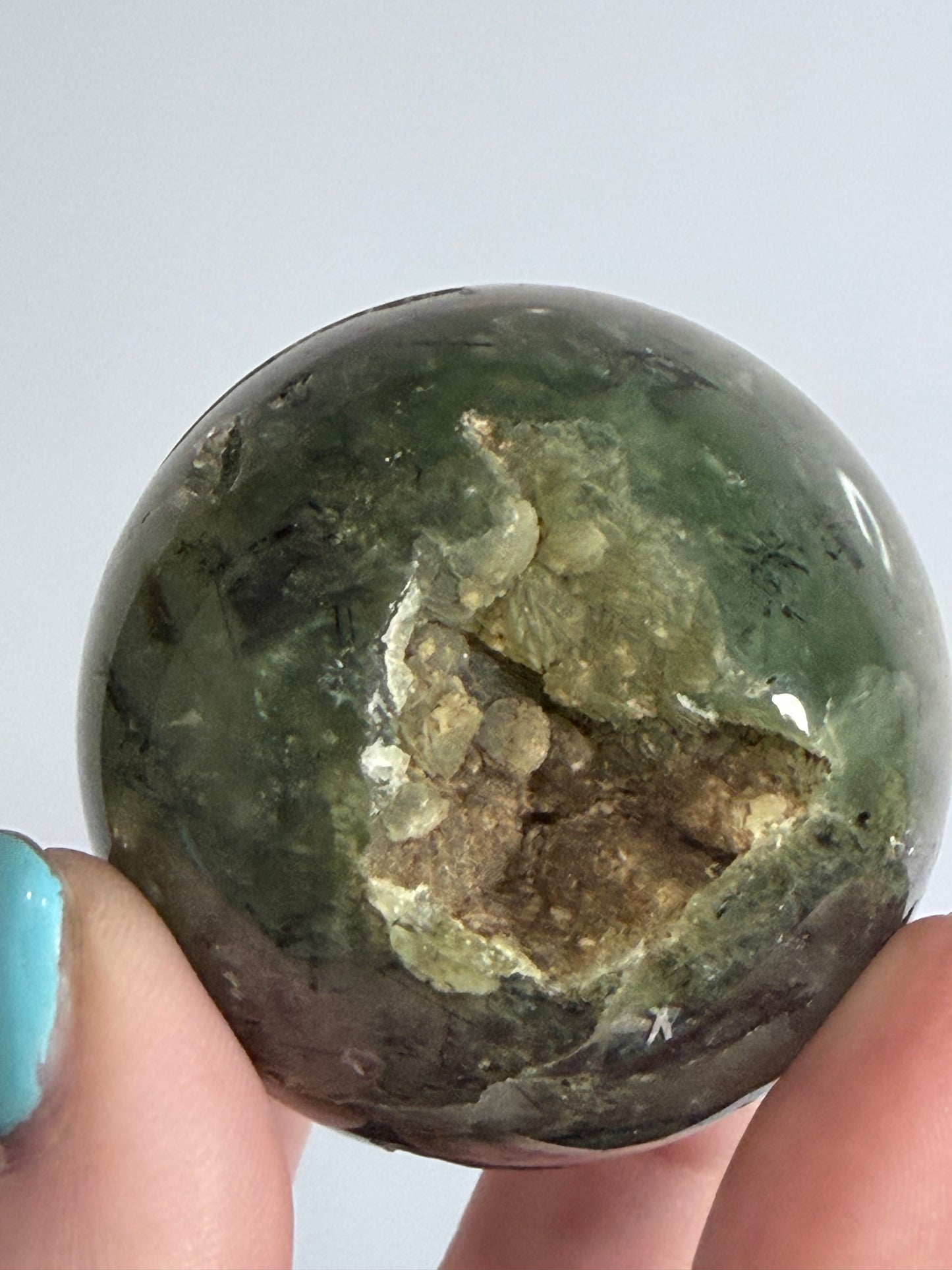 Botryoidal Prehnite with Epidote & Calcite Sphere B - 5cm