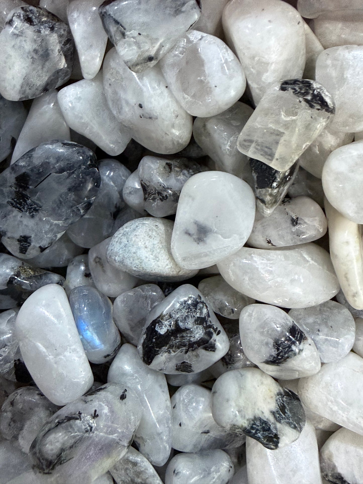 Rainbow Moonstone crystal chips
 – 50g Bag