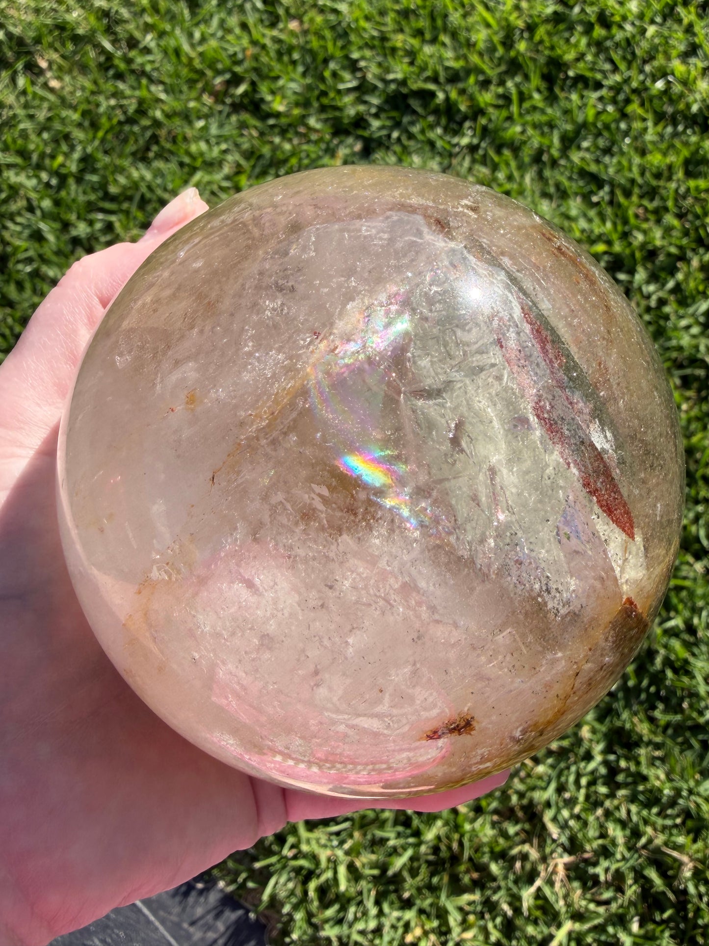 Large Garden Quartz (Lodolite) Sphere with Light Base – 11cm | 1.7kg