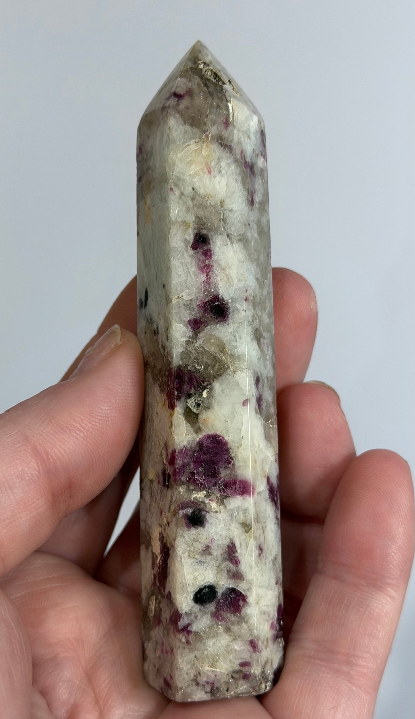 Pink Tourmaline in Quartz Crystal Tower – 10.2cm | 82g C