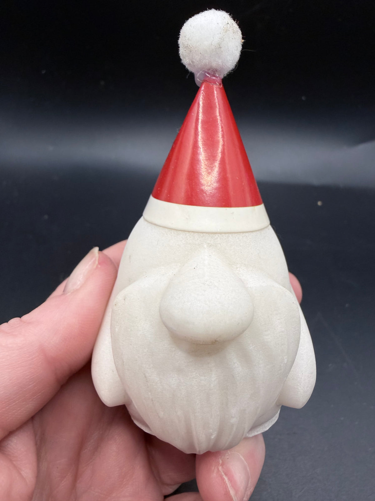 Christmas Gnome White Marble Carving with Santa Hat – 8 cm