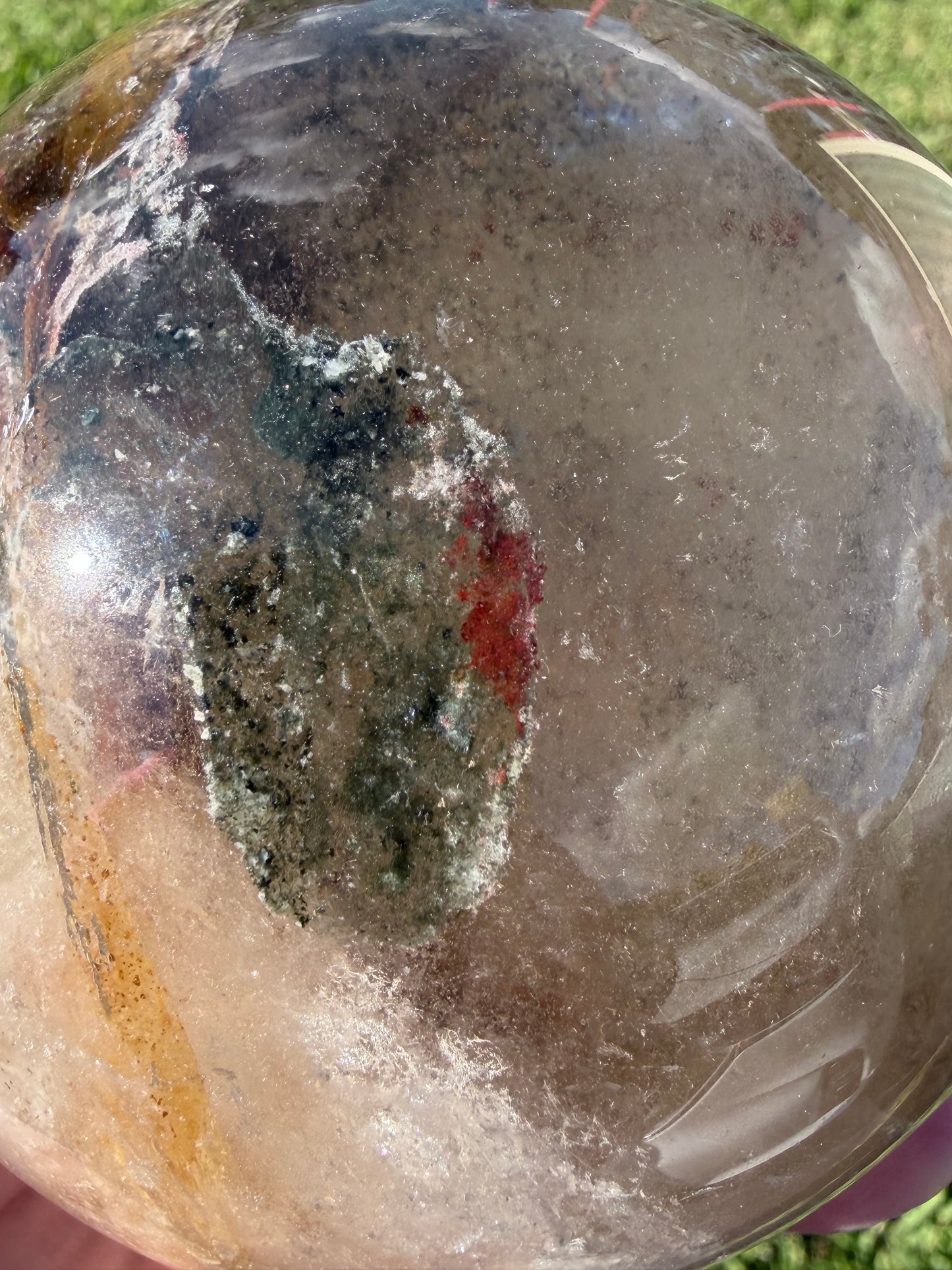 Large Garden Quartz (Lodolite) Sphere with Light Base – 11cm | 1.7kg