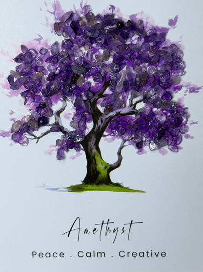 Amethyst Gemstone Tree of Life Framed Crystal Art | 15 x 20cm