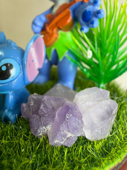 Stitch Crystal Garden with Amethyst & Ukulele Figure – 6cm