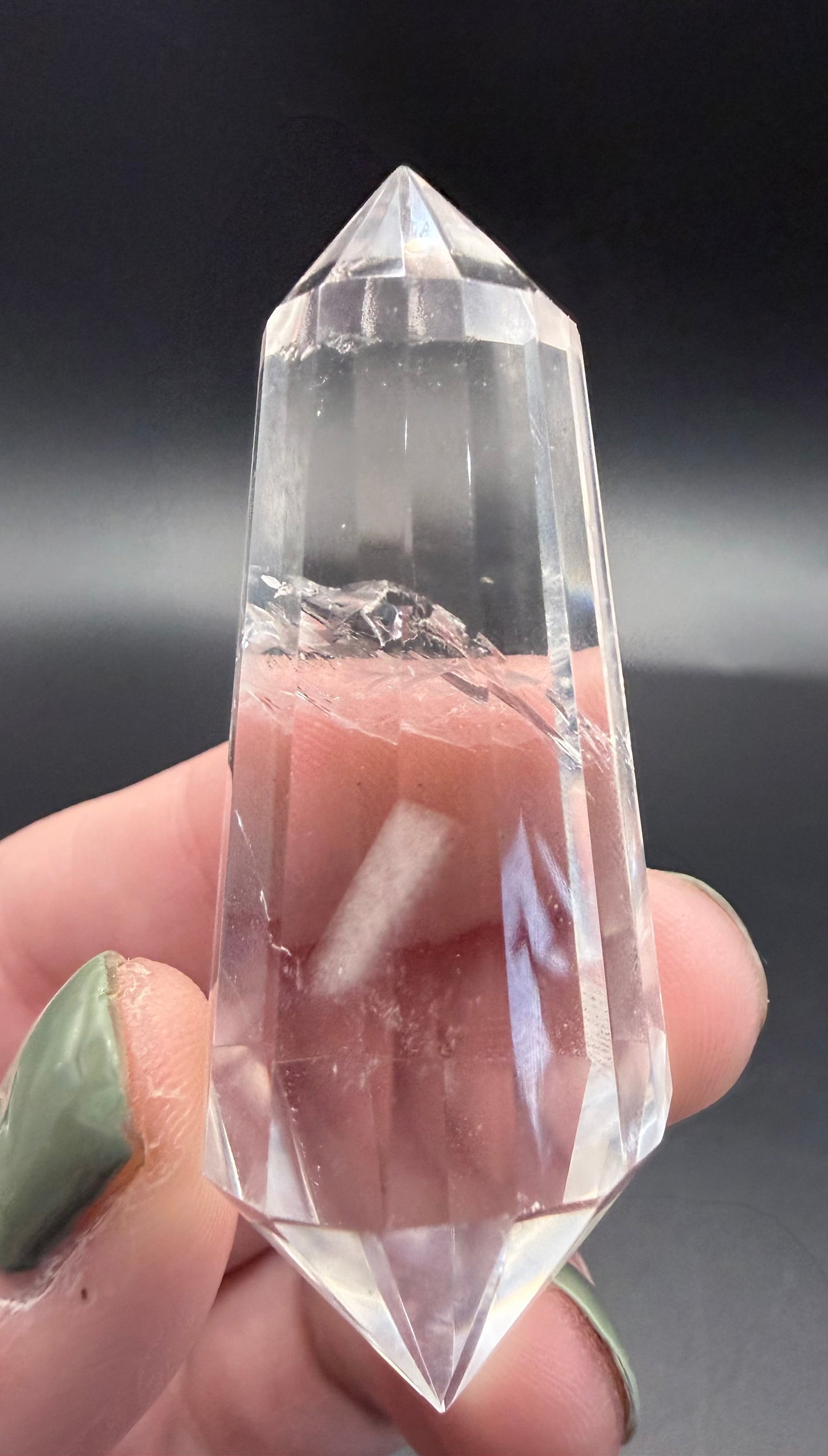 💎 Clear Quartz Phantom Vogel Wand – 38 g | 6.2 × 2.3 cm