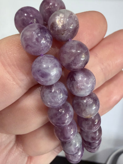 9mm Lepidolite (Lithium Mica) Bracelet – | Calming Purple Tones & Natural Shimmer