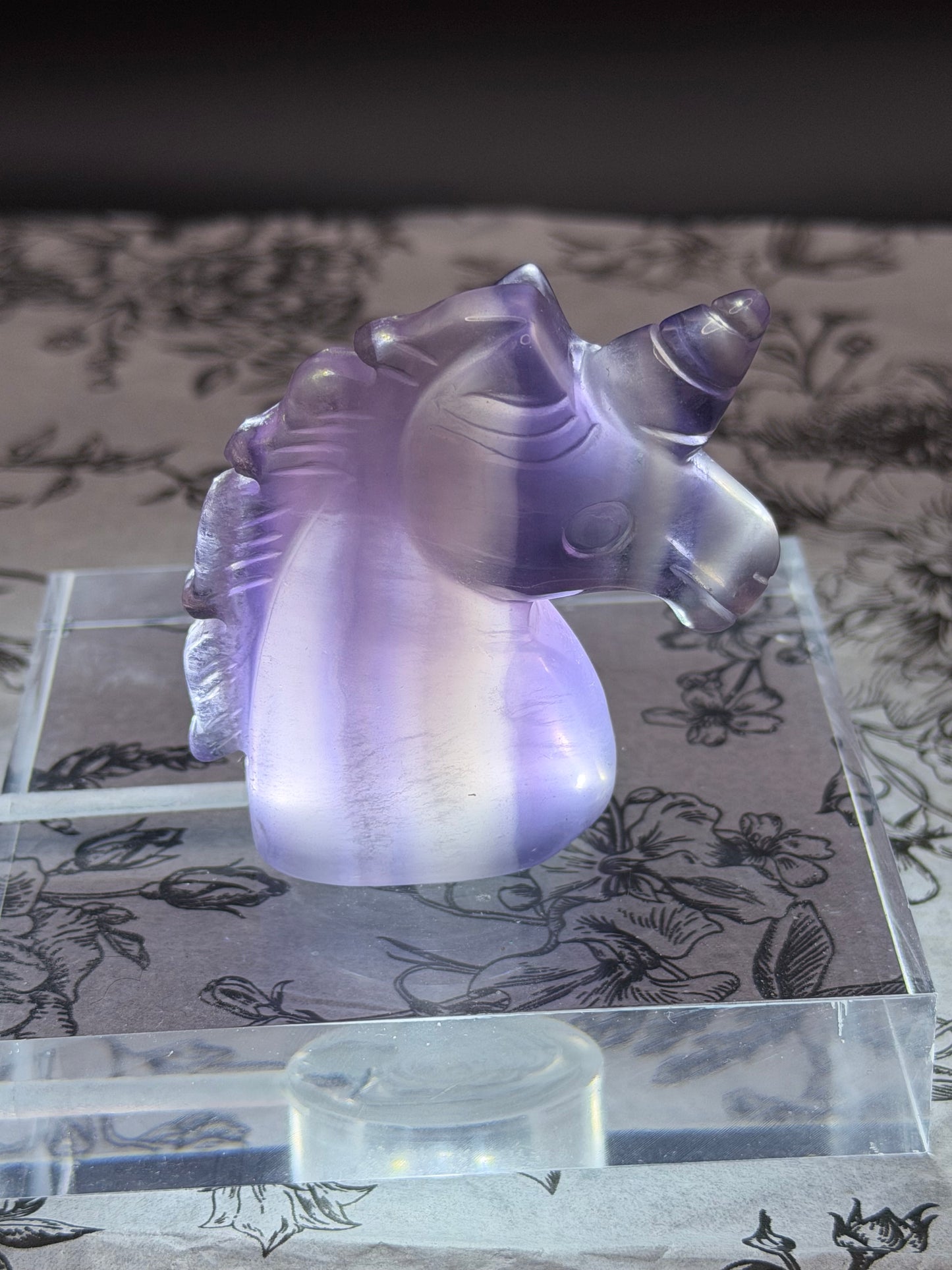 Fluorite Unicorn Head Carving — 110g | 6cm