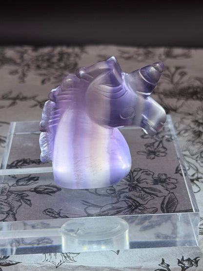 Fluorite Unicorn Head Carving — 110g | 6cm