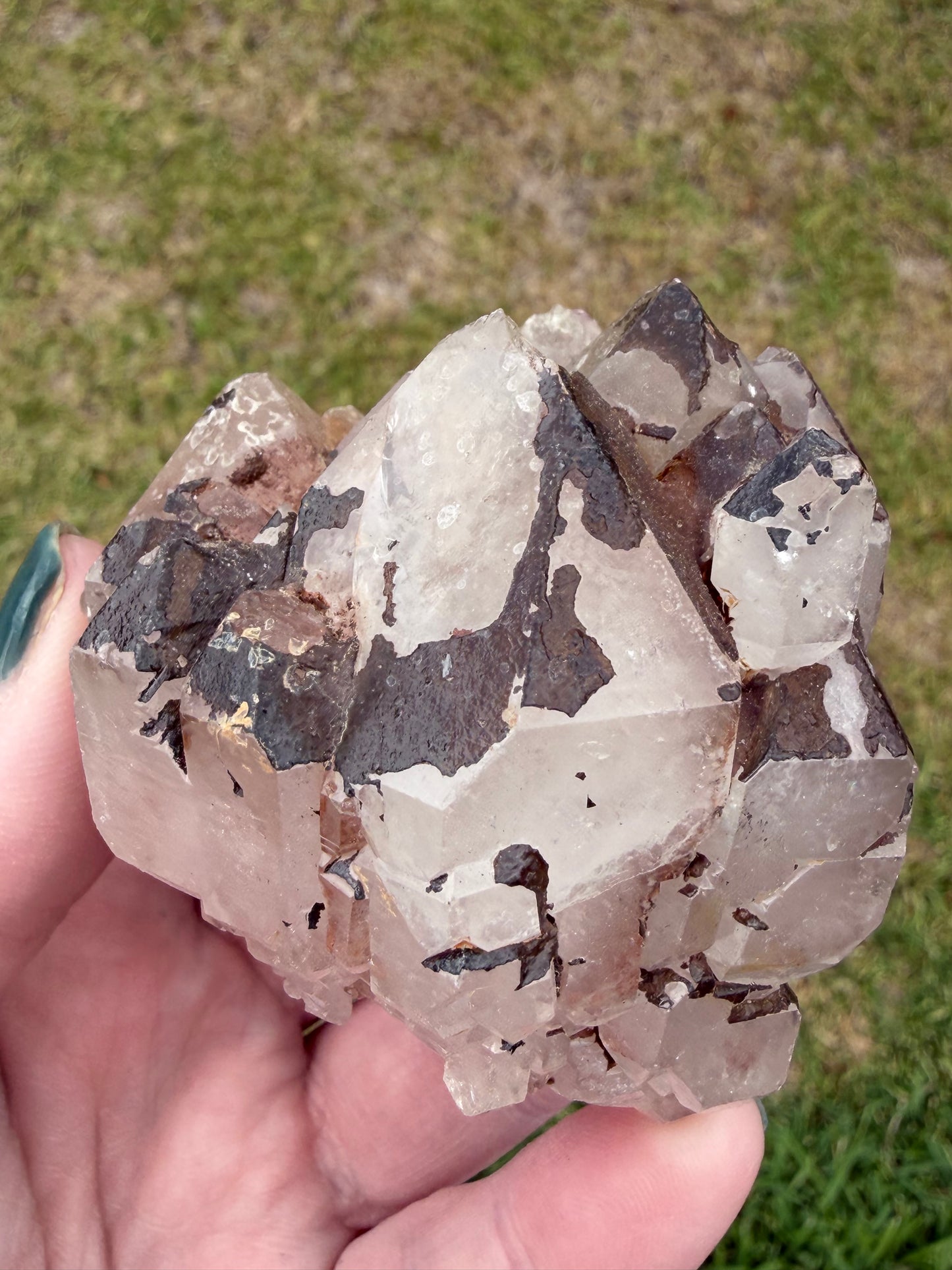 Hematoid Clear Quartz Cluster (Iron-Stained Quartz) – 222g | 6.2 × 5cm