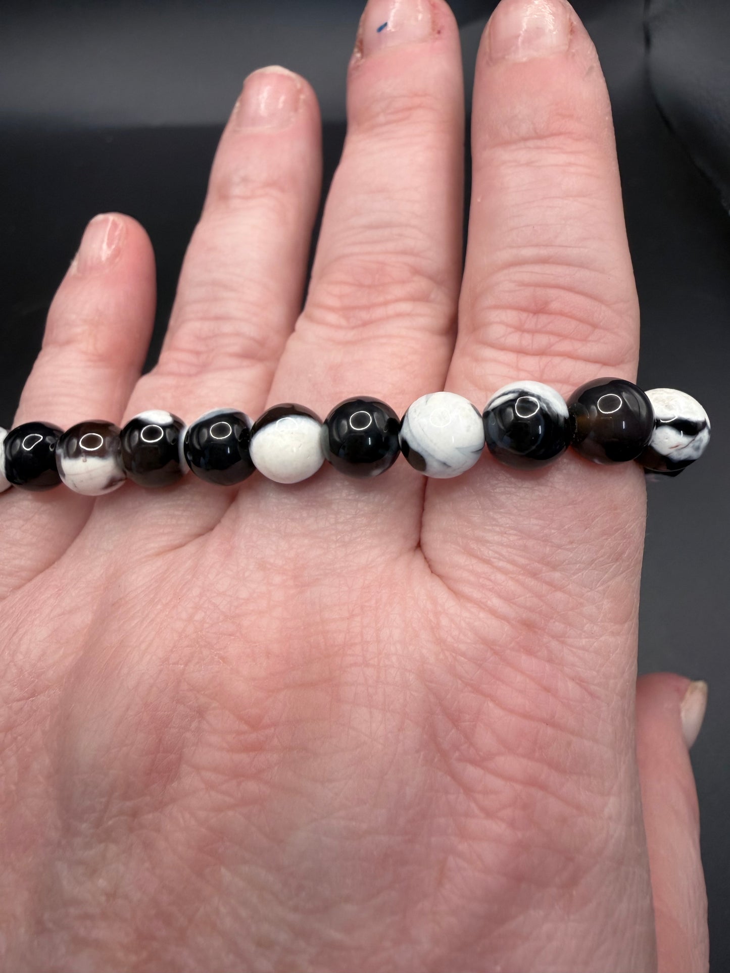 Orca Agate Bracelet – 8mm with Orca Tail Charm