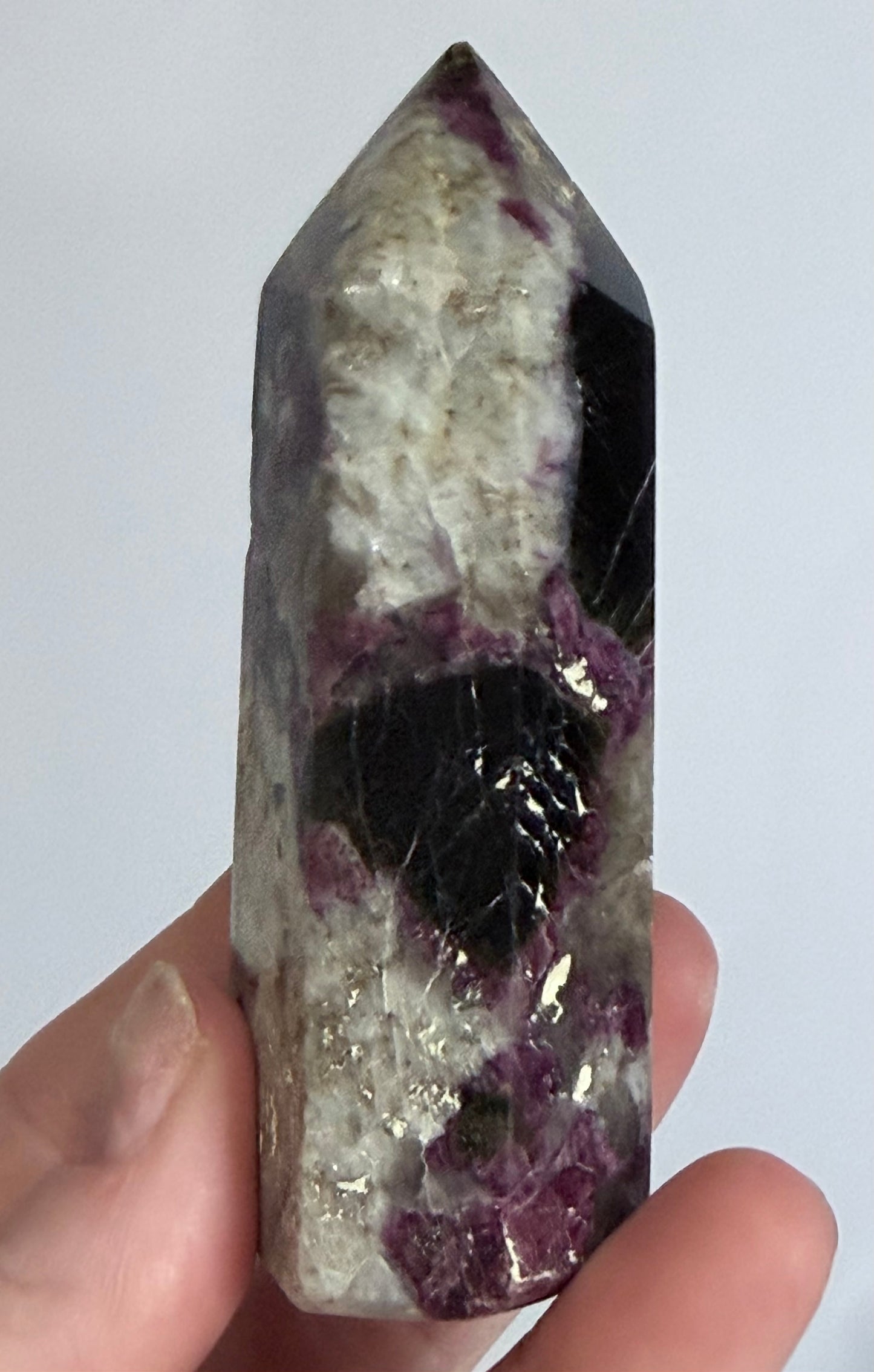 Pink Tourmaline in Quartz Crystal Tower – 9.2cm | 155g D
