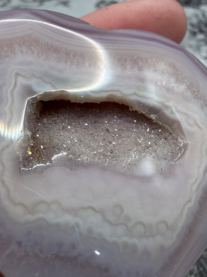 Lilac Agate Druzy Heart (Window Pocket) – 5.6 x 5.3cm | 63g – $16